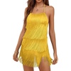 image:imageLYANER Womens Sexy Fringe Halter Waist Tie Back Sleeveless Romper Jumpsuit PlaysuitsLight Yellow
