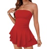 image:imageLYANER Womens Strapless Tube Elegant Romper DressRed