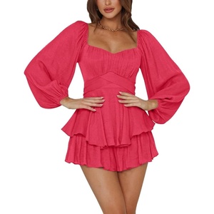 image:imageLYANER Womens Lantern Long Sleeve JumpsuitRose Red