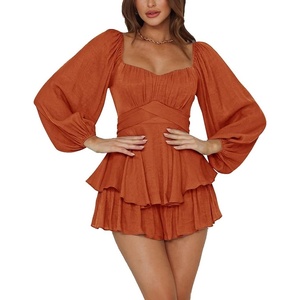 image:imageLYANER Womens Lantern Long Sleeve JumpsuitSolid Brown