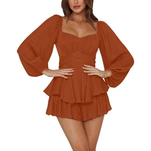 image:imageLYANER Womens Lantern Long Sleeve JumpsuitSolid Caramel