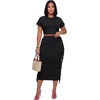 image:imageLYANER Womens Fringe Casual 2 Piece OutfitsSolid Black