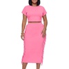 image:imageLYANER Womens Fringe Casual 2 Piece OutfitsSolid Pink
