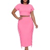 image:imageLYANER Womens Fringe Casual 2 Piece OutfitsSolid Pink